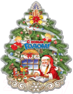 Наклейка на окно Волшебная страна Елочка новогодняя / 003228 - фото