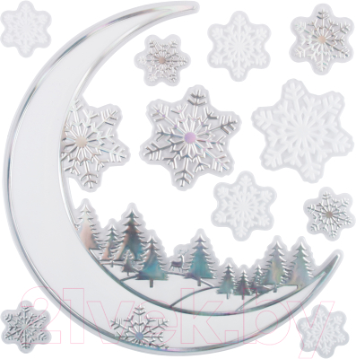 Набор наклеек на окно Волшебная страна Зимняя ночь / 007830 - фото