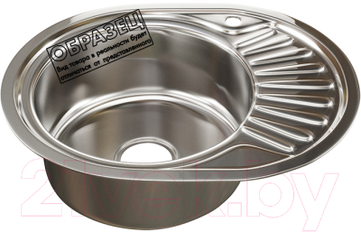 Мойка кухонная Mixline Овал L 532302 (декор, с сифоном) - фото