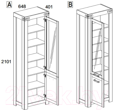 Шкаф-пенал с витриной Anrex Mortiz 1V1D (дуб вотан)