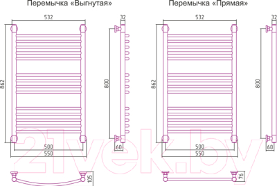 Полотенцесушитель водяной Сунержа Богема+ прямая 80x50 / 00-0220-8050