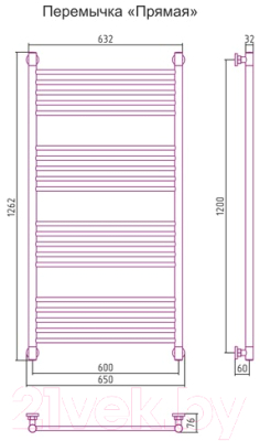 Полотенцесушитель водяной Сунержа Богема+ прямая 120x60 / 00-0220-1260