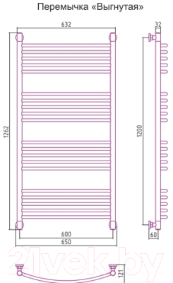 Полотенцесушитель водяной Сунержа Богема+ выгнутая 120x60 / 00-0221-1260