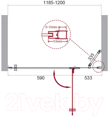Душевая дверь BelBagno KRAFT-B-12-60/60-C-Cr-R