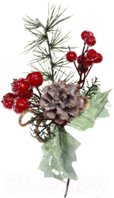 Ветка новогодняя Серпантин Алая гроздь 201-0990 - фото