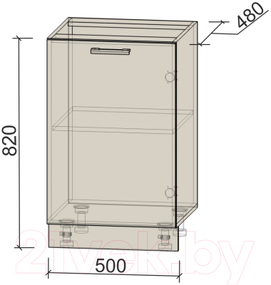 Шкаф-стол кухонный Интерлиния Компо НШ50р-1дв (бетон)
