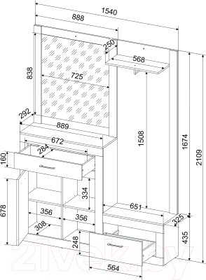 Секция в прихожую Интерлиния Loft LT-ШК2