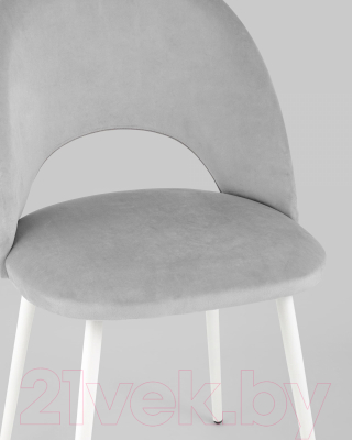 Стул Stool Group Меган / AV 415-H09-02(P) (велюр светло-серый/белые ножки)