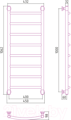 Полотенцесушитель водяной Сунержа Галант+ 100x40 / 00-0200-1040