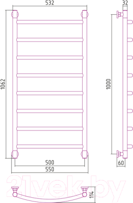 Полотенцесушитель водяной Сунержа Галант+ 100x50 / 00-0200-1050