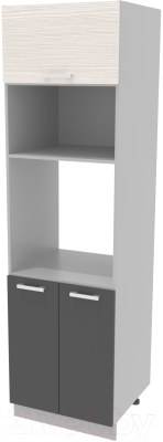 Шкаф-пенал кухонный Интерлиния Компо ПШД-№18-2145 (антрацит/вудлайн кремовый) - фото