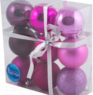 Набор шаров новогодних Волшебная страна Фуксия / 001276 - фото