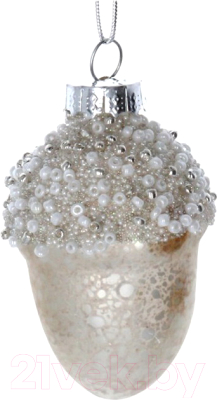 Елочная игрушка Gisela Graham Limited Winter Dreams Желудь белый / 01276-1 - фото