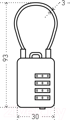 Замок для чемодана Аллюр ВС1КТ-30/3 (H2) Кодовый