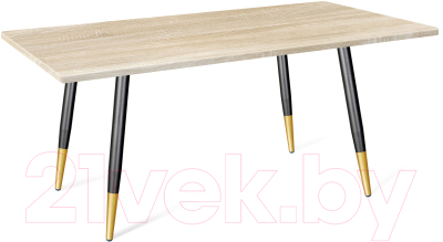 Обеденный стол Sheffilton SHT-TU14/120/80 МДФ (черный муар/золото/дуб сонома светлый) - фото