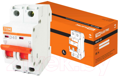 Выключатель автоматический TDM ВА 47-29 2Р 40А (D) 4.5кА / SQ0206-0161 - фото