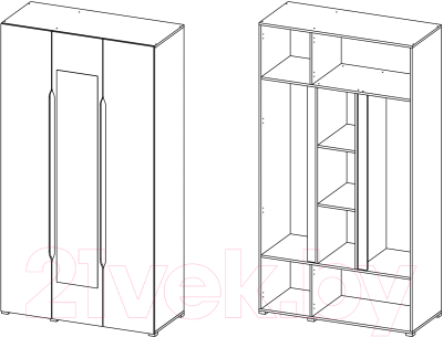 Шкаф Горизонт Мебель Вега 3-х ств.