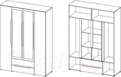 Шкаф Горизонт Мебель Вега 4-х ств. 2 ящика