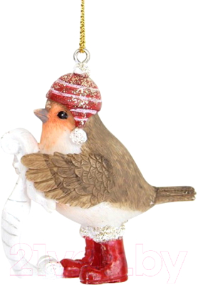 Елочная игрушка Gisela Graham Limited Flower Fairies Снегирь со списком / 13824-3 - фото