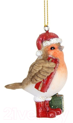 Елочная игрушка Gisela Graham Limited Flower Fairies. Снегирь с подарками / 13824-1 - фото