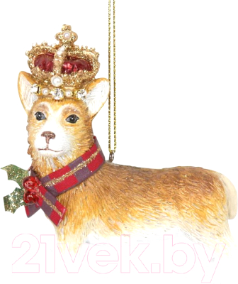 Елочная игрушка Gisela Graham Limited London Christmas. Корги в короне / 12763 - фото