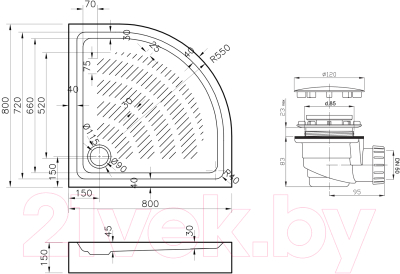 Душевой поддон Lavinia Boho Rock 3707180S