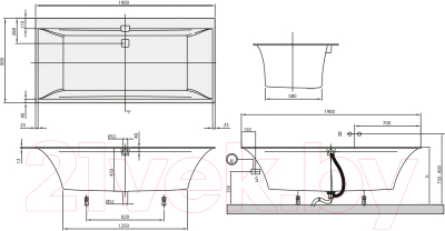 Ванна квариловая Villeroy & Boch Squaro Edge 12 190x90 / UBQ190SQE2DV-01