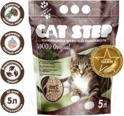 Наполнитель для туалета Cat Step Wood Original / 20323001