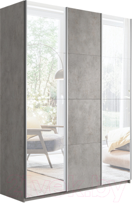 Шкаф-купе ТриЯ Траст СШК 2.180.60-13.11.13 3-х дверный (бетон/зеркало/бетон/зеркало) - фото