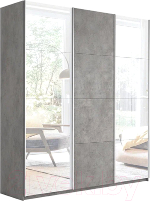 Шкаф-купе ТриЯ Траст СШК 2.210.70-13.11.13 3-х дверный (бетон/зеркало/бетон/зеркало) - фото