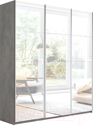 Шкаф-купе ТриЯ Траст СШК 2.210.70-13.13.13 3-х дверный (бетон/зеркало/зеркало/зеркало) - фото