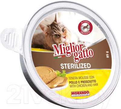 Влажный корм для кошек Miglior Gatto Sterilized Chicken and Ham - фото