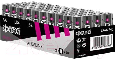 Комплект батареек Фаза Alkaline LR6 Pack-40 / 5023017 - фото