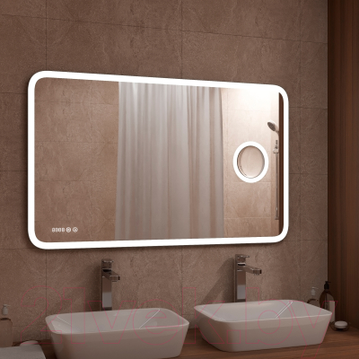 Зеркало Континент Bliss Led 120x80 (с увеличительным зеркалом и часами)