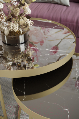 Комплект журнальных столиков Калифорния мебель Джуан 550/750 (неро/золото)