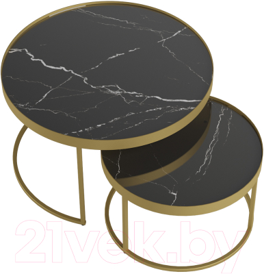 Комплект журнальных столиков Калифорния мебель Джуан 550/750 (неро/золото)