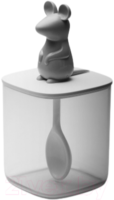 Емкость для хранения Qualy Lucky Mouse Seasoning / QL10365-CL-GY (с ложкой) - фото