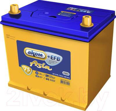 Автомобильный аккумулятор AKOM Asia 6СТ-75VL +EFB L+ 750A - фото