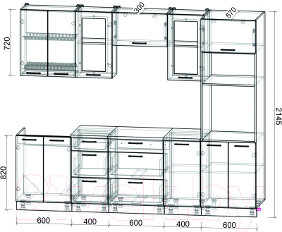 Готовая кухня Интерлиния Мила Gloss 2.6