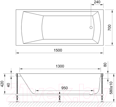 Ванна акриловая Royal Bath Vienna 150x70x58 / RB953201