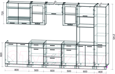 Готовая кухня Интерлиния Мила Gloss 3.4