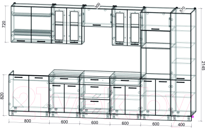 Готовая кухня Интерлиния Мила Gloss 3.6