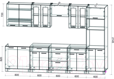 Готовая кухня Интерлиния Мила Gloss 3.2