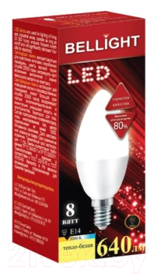 Лампа Bellight LED C37 8W 220V E14 3000K - фото