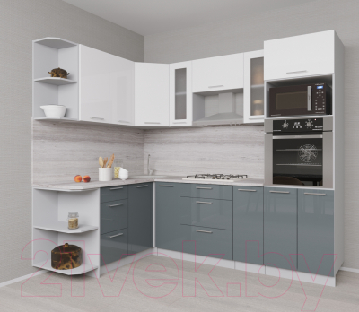 Готовая кухня Интерлиния Мила Gloss 1.68x2.4 левая