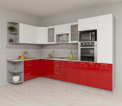 Готовая кухня Интерлиния Мила Gloss 1.68x3.2 левая