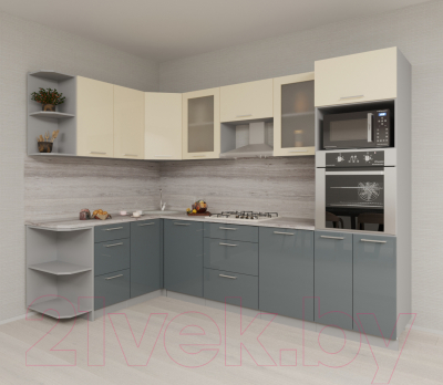 Готовая кухня Интерлиния Мила Gloss 1.68x2.8 левая