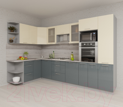 Готовая кухня Интерлиния Мила Gloss 1.68x3.2 левая