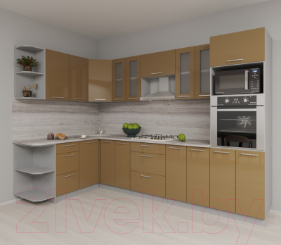 Готовая кухня Интерлиния Мила Gloss 1.68x3.0 левая