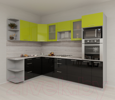 Готовая кухня Интерлиния Мила Gloss 1.68x2.8 левая